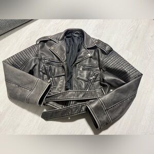 AKIRA Black Leather Biker Jacket
